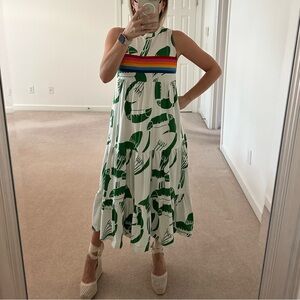 Colorful Striped Green Print Dress